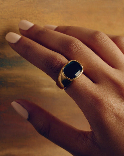 Black Onyx Signet Ring