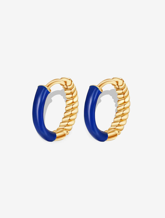 Blue Lapiz Stone Small Hoops