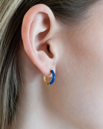 Blue Lapiz Stone Small Hoops