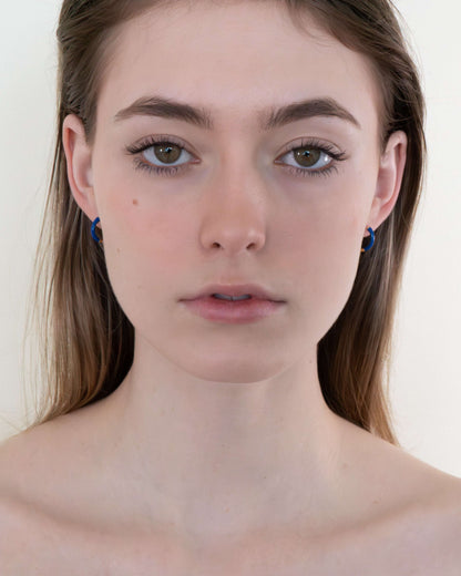 Blue Lapiz Stone Small Hoops