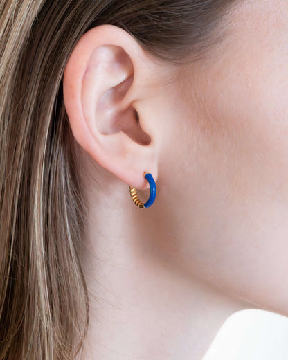 Blue Lapiz Stone Small Hoops