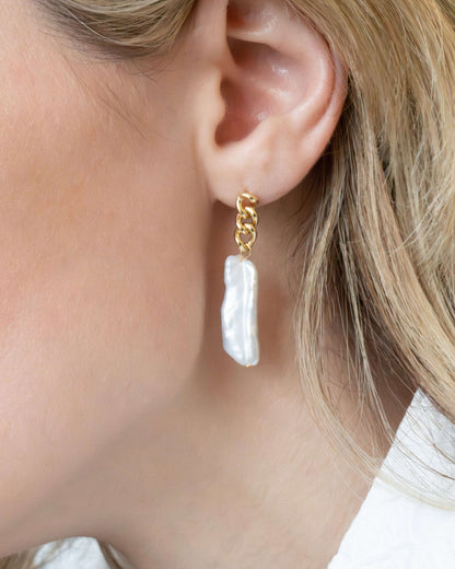 Ezra Pearl Chain Earrings